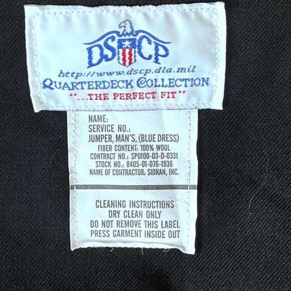 DSCP Quarterdeck Navy Naval Blue Dress Jumper Uniform Wool Sailor Cracker Jack - Picture 6 of 6